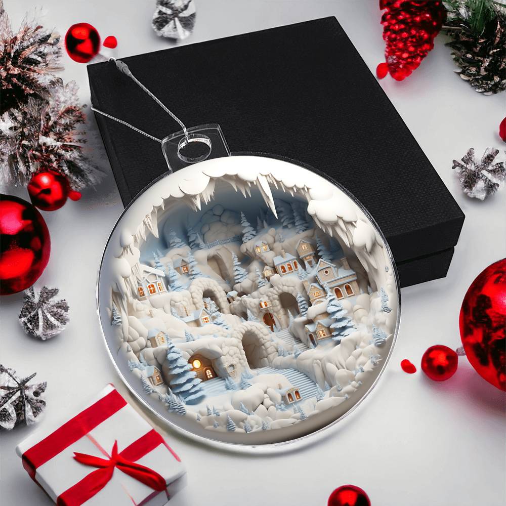 3D Winter Scene Acrylic Ornament - Add a Touch of Winter Wonderland to Your Home-[Heartfelt Family Gift]