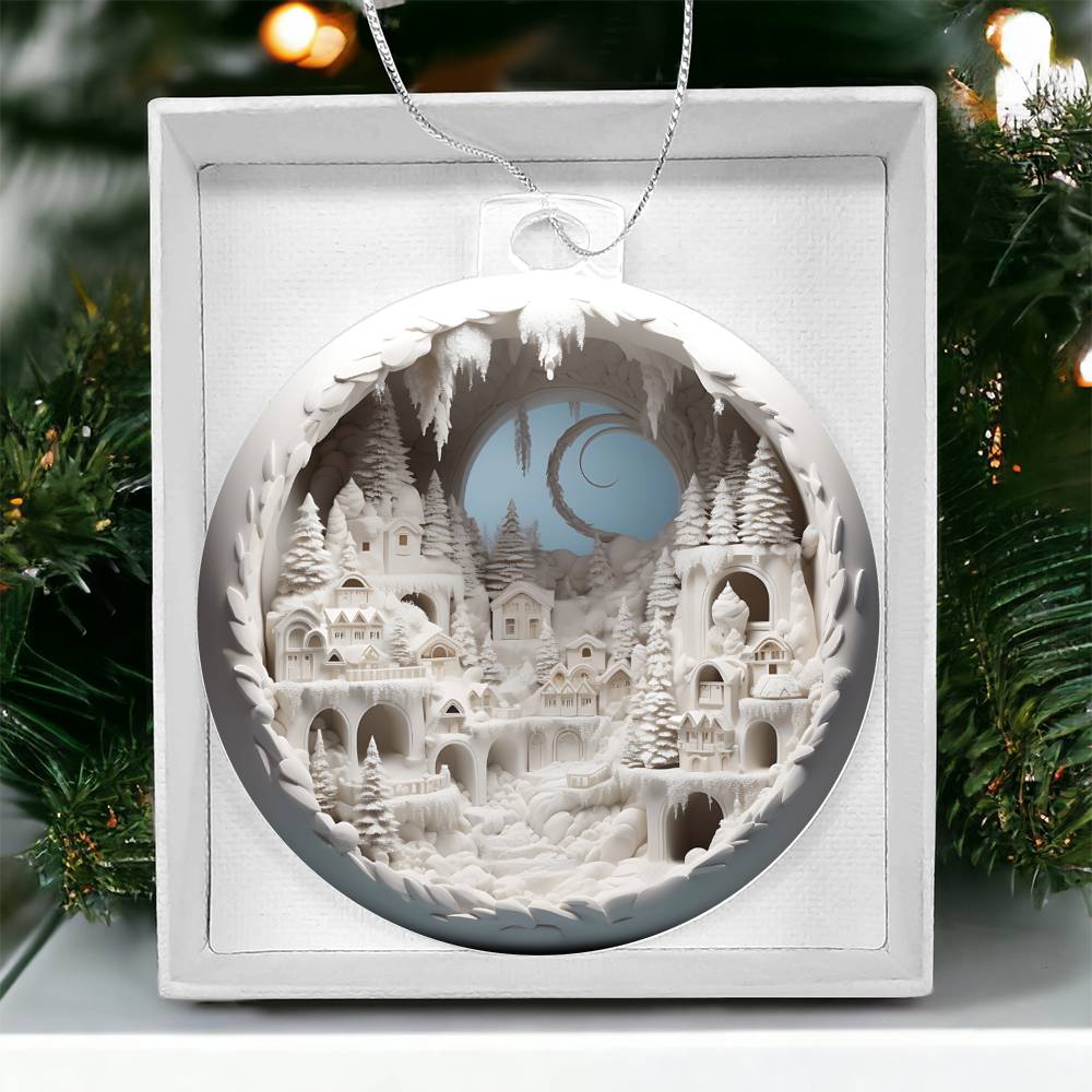 3D Winter Scene Acrylic Ornament - Snowy Ornament for Holiday Decor-[Heartfelt Family Gift]