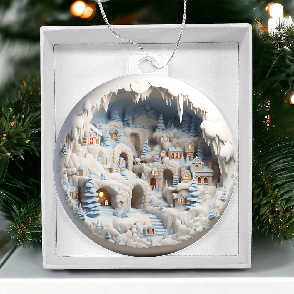 3D Winter Scene Acrylic Ornament - Add a Touch of Winter Wonderland to Your Home-[Heartfelt Family Gift]