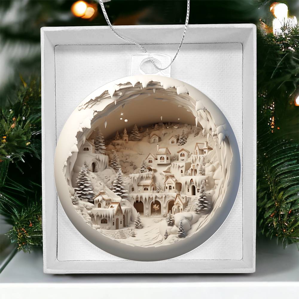 3D Winter Scene Acrylic Ornament with Realistic Effect  Perfect Holiday Decoration-[Heartfelt Family Gift]