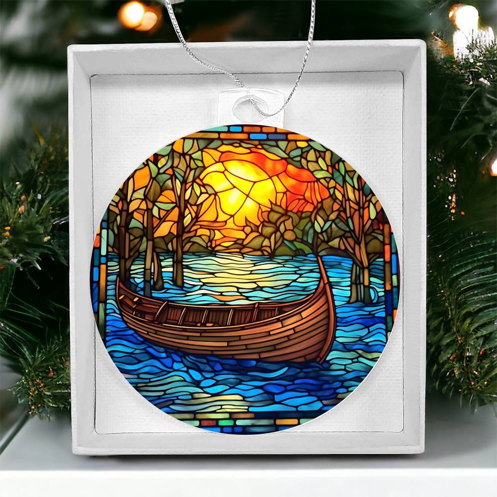 Canoe Acrylic Christmas Ornament - Festive Holiday Decor for Nature Lovers-[Heartfelt Family Gift]