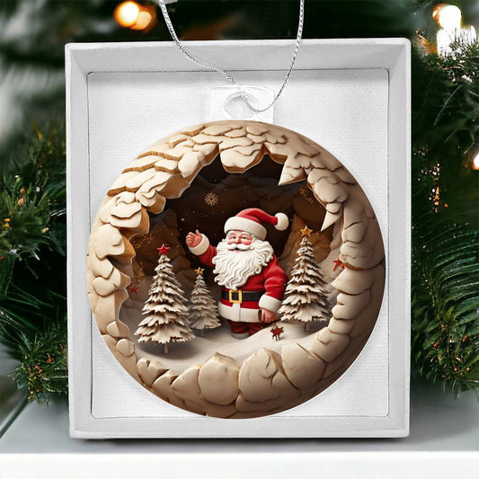 Santa 3d Effect Acrylic Ornament-[Heartfelt Family Gift]