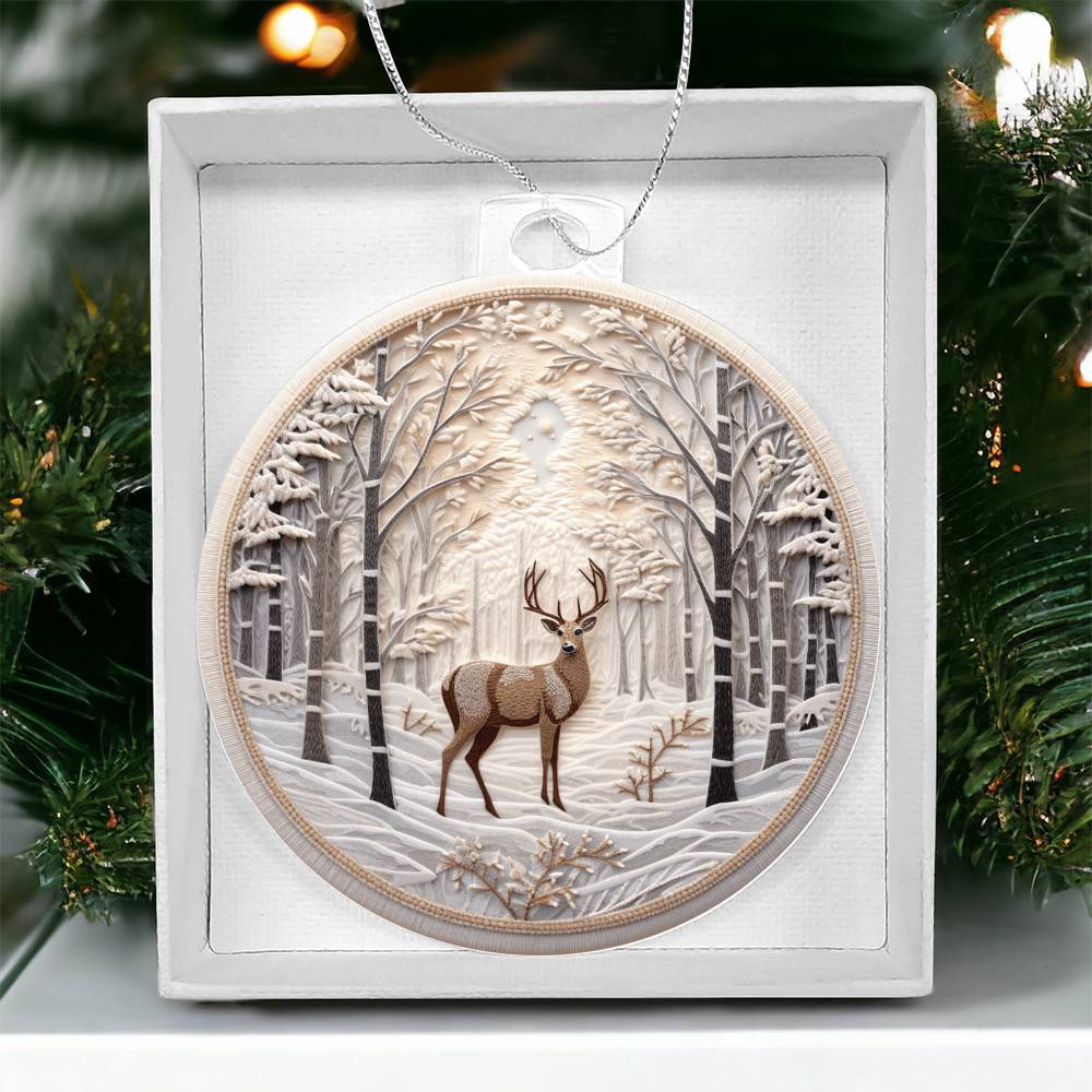 Snowy Deer Christmas Ornament - Festive Holiday Decoration-[Heartfelt Family Gift]