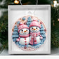 Christmas Ornament - Pastel Pin and Blue Snowmen Acrylic-[Heartfelt Family Gift]