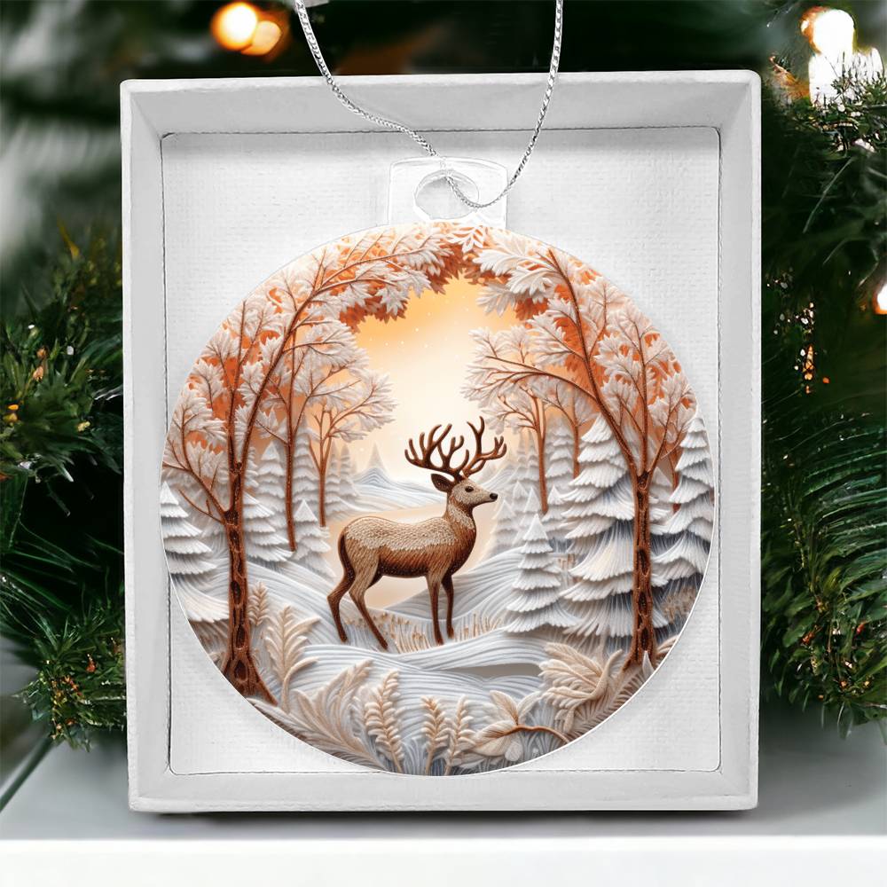 Deer in Snow Acrylic Christmas Ornament - Perfect for Holiday Decor-[Heartfelt Family Gift]