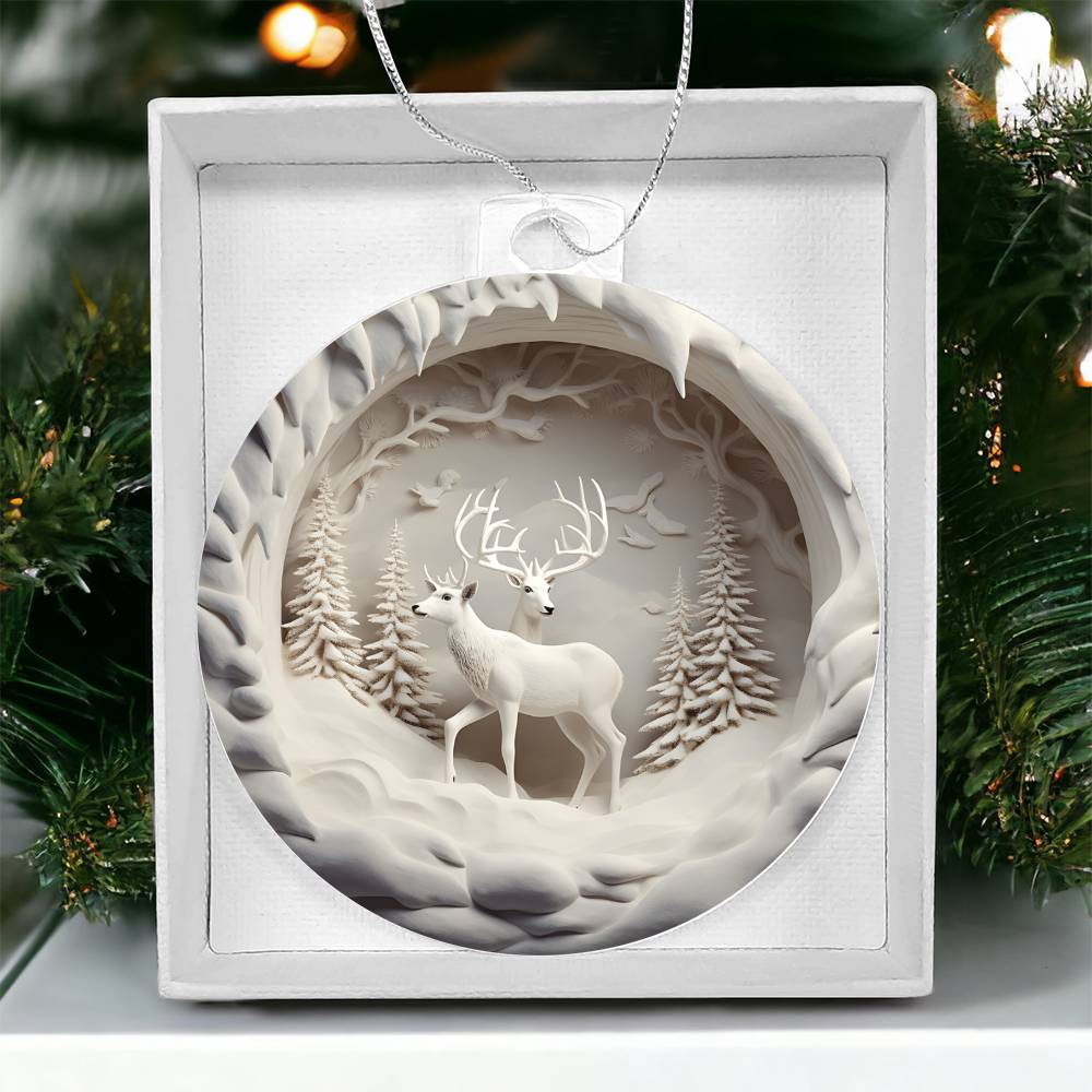 Winter Deer Acrylic Ornament - 3D Effect Decoration for a Festive Touch - Perfect for Holiday Season Dcor-[Heartfelt Family Gift]