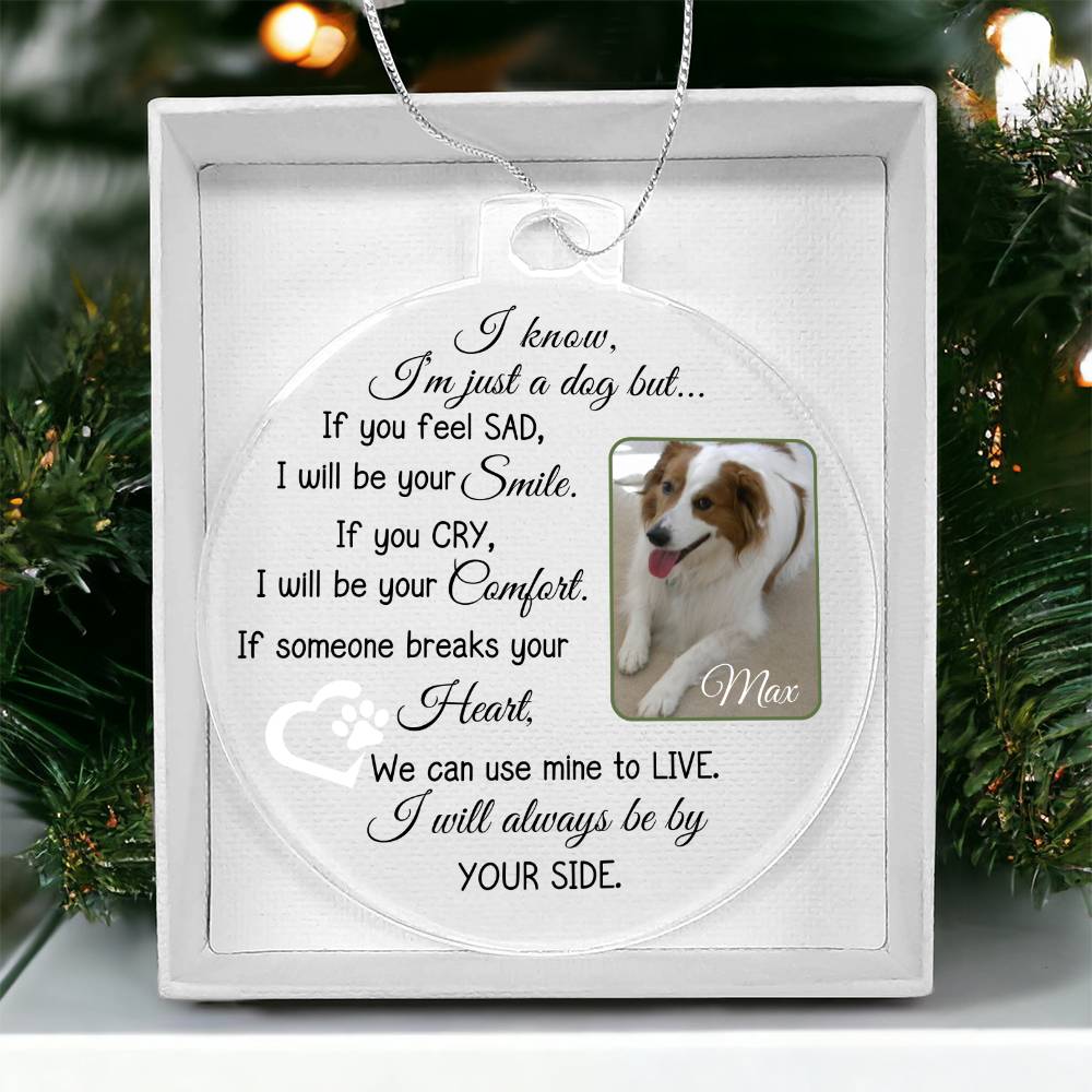 Personalized Dog Photo and Name Acrylic Christmas Ornament-[Heartfelt Family Gift]