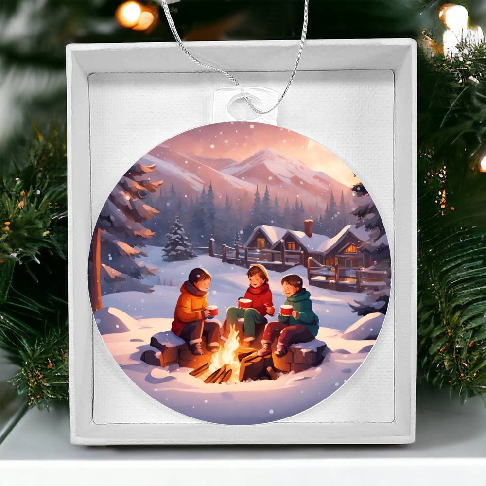 Fireside Snow Day Christmas Ornament - Cozy Holiday Decoration-[Heartfelt Family Gift]