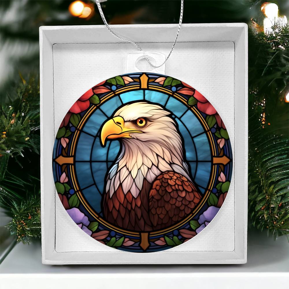 Bald Eagle Stained Glass Acrylic Christmas Ornament - Unique Holiday Decoration-[Heartfelt Family Gift]