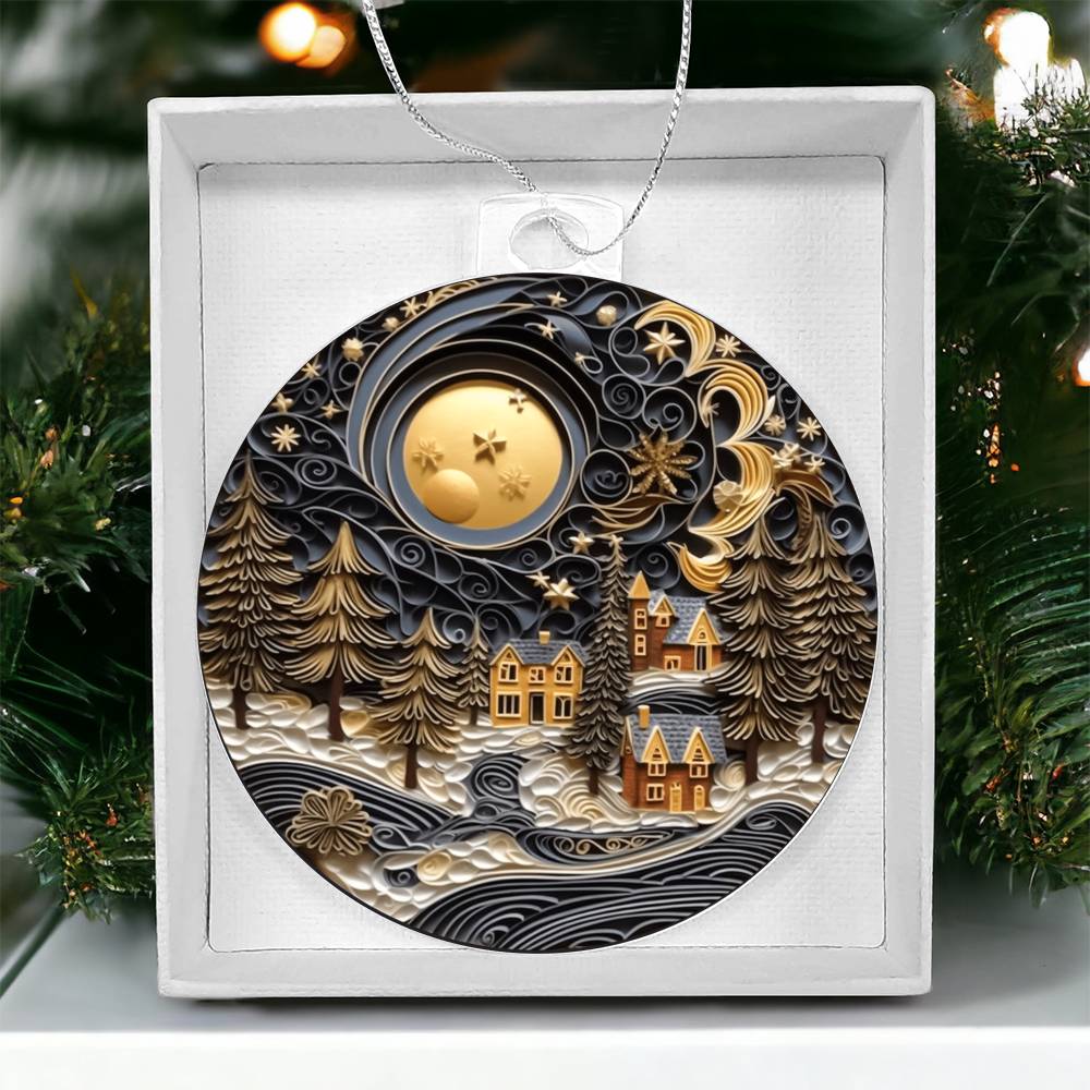 Village Quilling Effect Acrylic Ornament-[Heartfelt Family Gift]