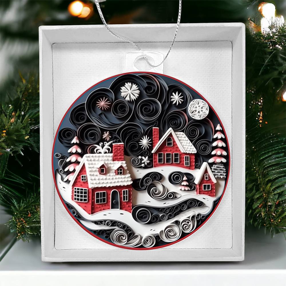 Christmas Village Acrylic Ornament-[Heartfelt Family Gift]