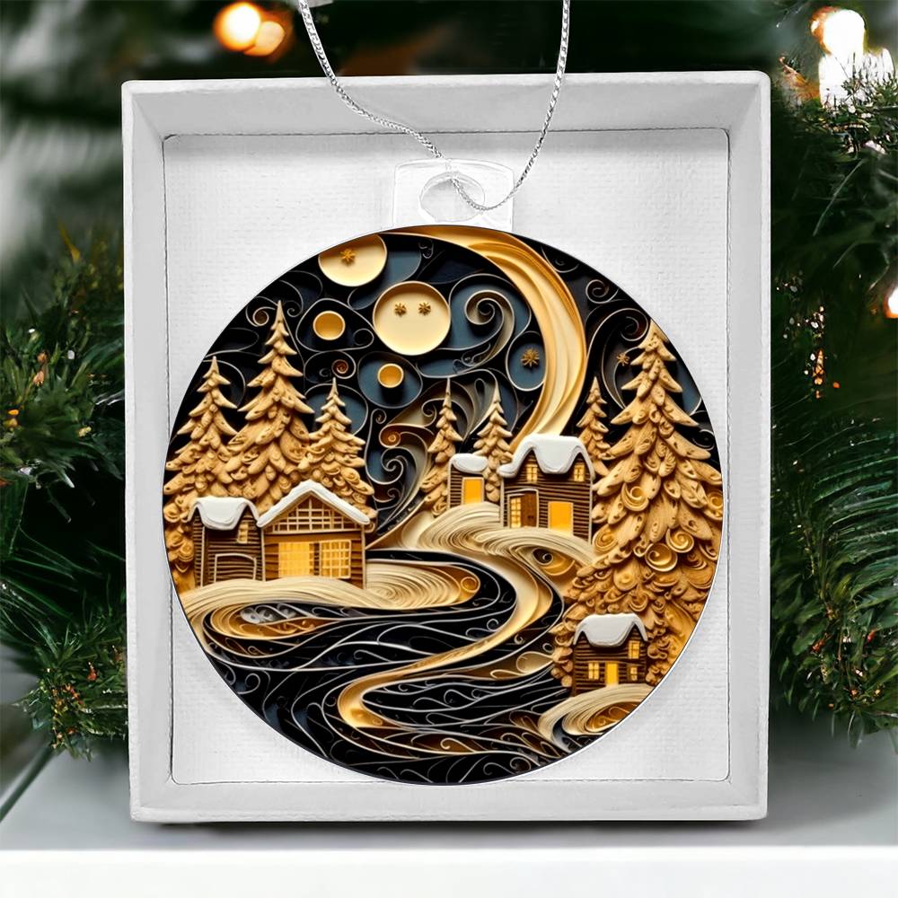 Village Quilling Effect Acrylic Ornament-[Heartfelt Family Gift]