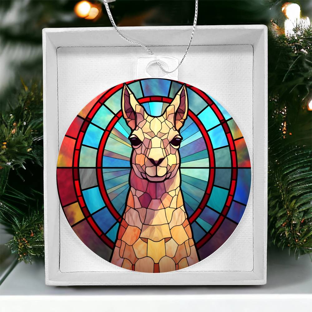 Llama Stained Glass Look Christmas Tree Ornament-[Heartfelt Family Gift]