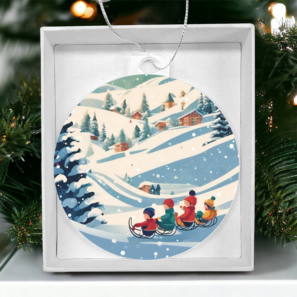 Kids Sledding Christmas Ornament - Handmade Winter Adventure Decor or Gift-[Heartfelt Family Gift]