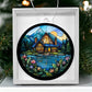 Stained Glass Lake House Christmas Ornament - Handcrafted Holiday Decor-[Heartfelt Family Gift]
