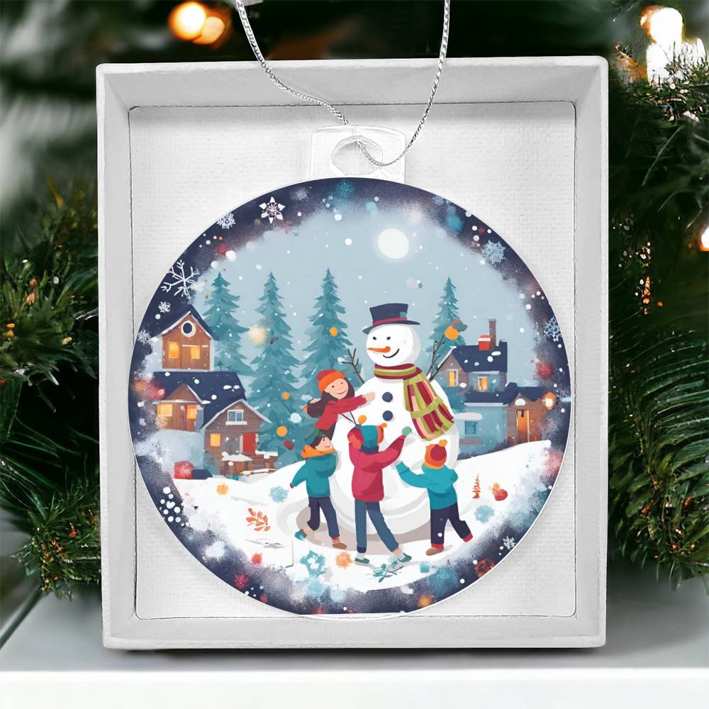 Kids Snow Day Building a Snowman Christmas Ornament - Fun Winter Activity-[Heartfelt Family Gift]