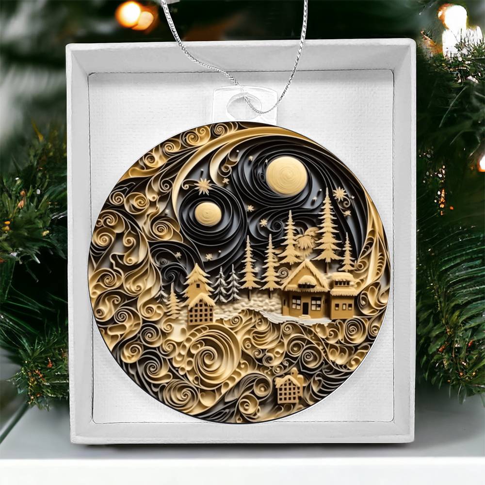 Village Quilling Effect Acrylic Ornament-[Heartfelt Family Gift]