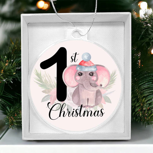 Baby's 1st Christmas Pink Elephant Christmas Tree Ornament-[Heartfelt Family Gift]