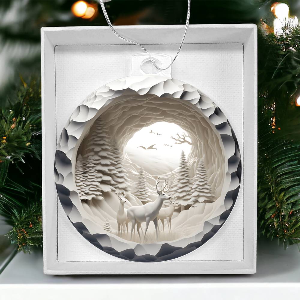 3D Winter Deer Acrylic Ornament - Perfect Holiday Decoration-[Heartfelt Family Gift]
