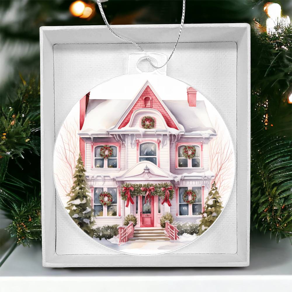 Victorian Houses Christmas Ornament - Acrylic Holiday Decor-[Heartfelt Family Gift]