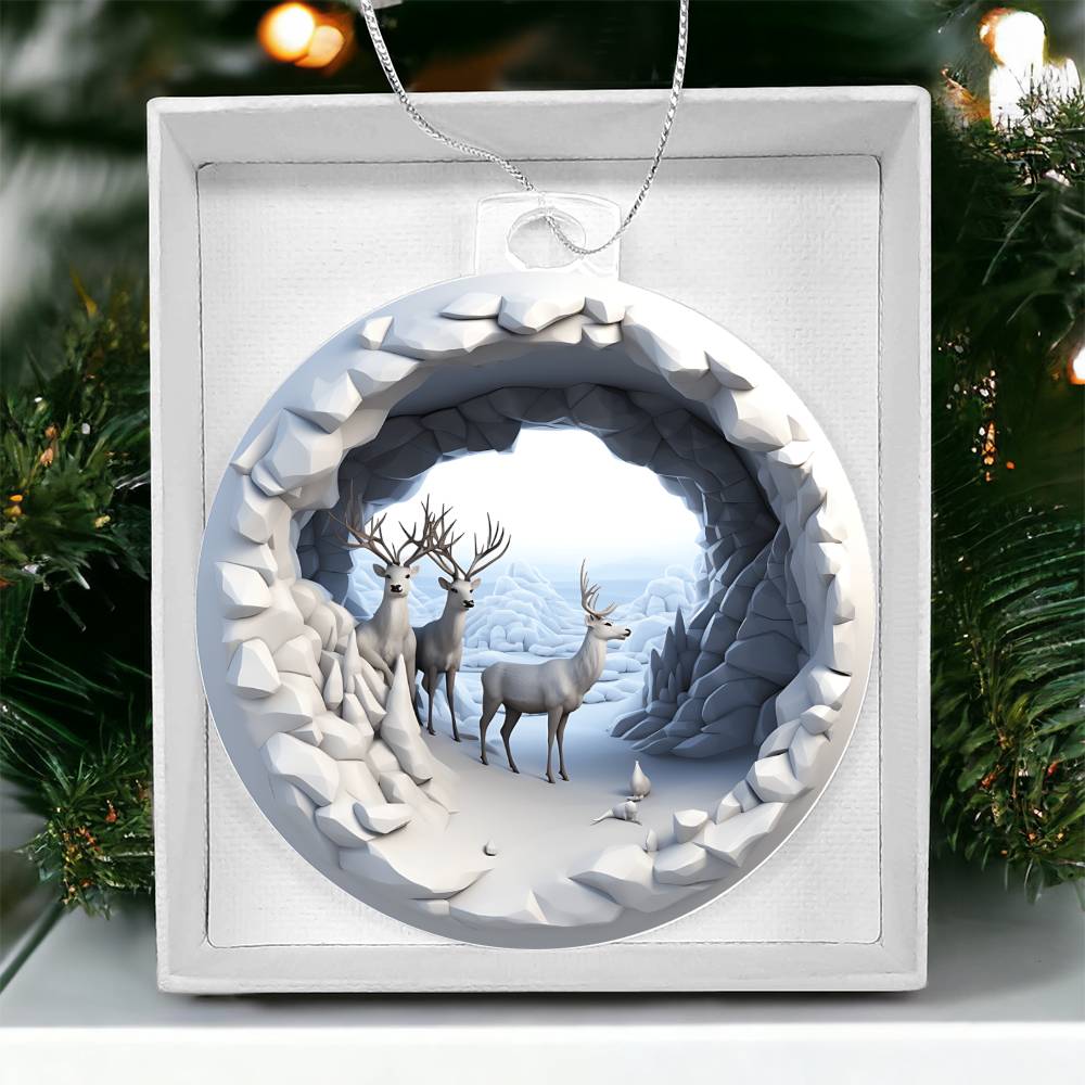 Rustic Winter Deer Acrylic Ornament  Handmade Holiday Decoration-[Heartfelt Family Gift]