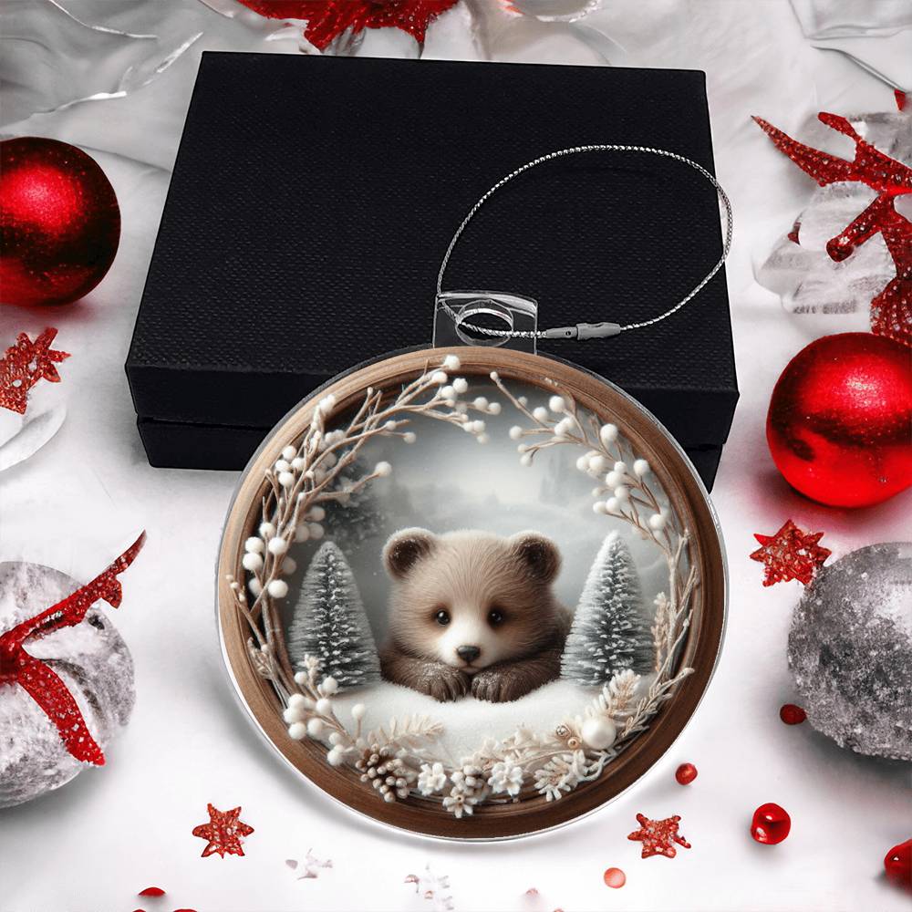Woodland Bear 3D Effect Christmas Ornament