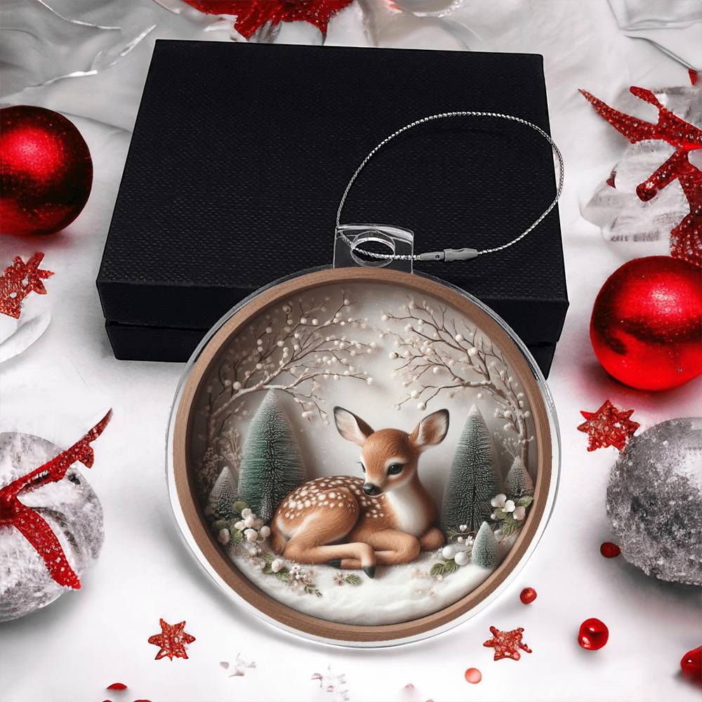 Woodland Deer 3D Effect Acrylic Christmas Ornament