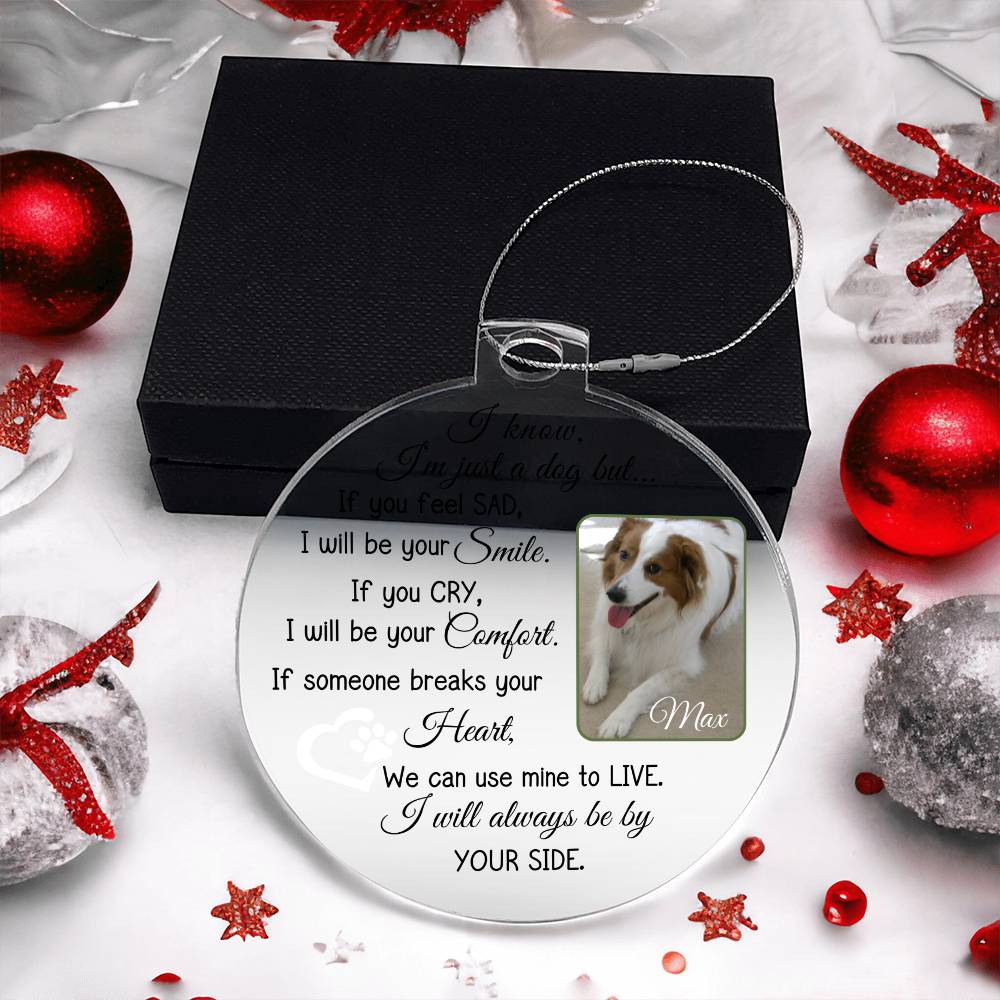 Personalized Dog Photo and Name Acrylic Christmas Ornament-[Heartfelt Family Gift]