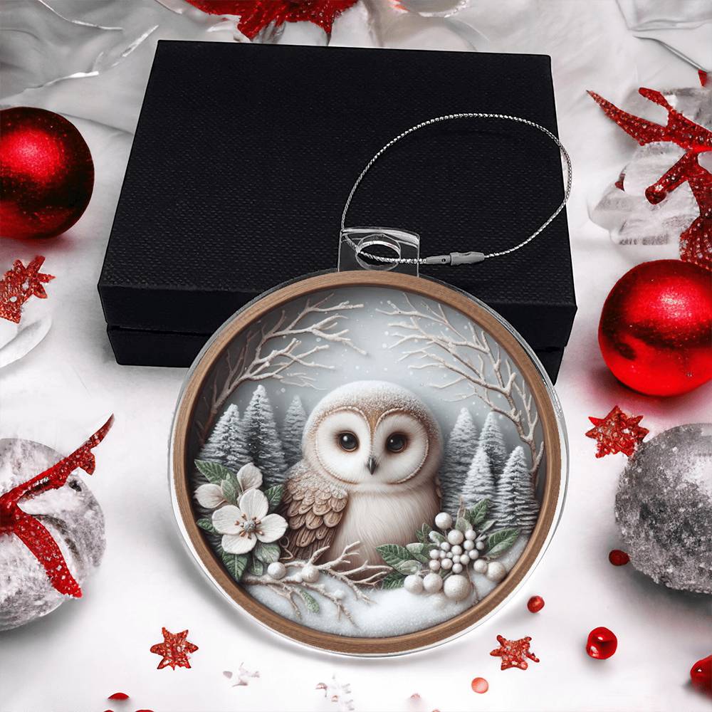 Woodland Owl 3D Effect Acrylic Christmas Ornament