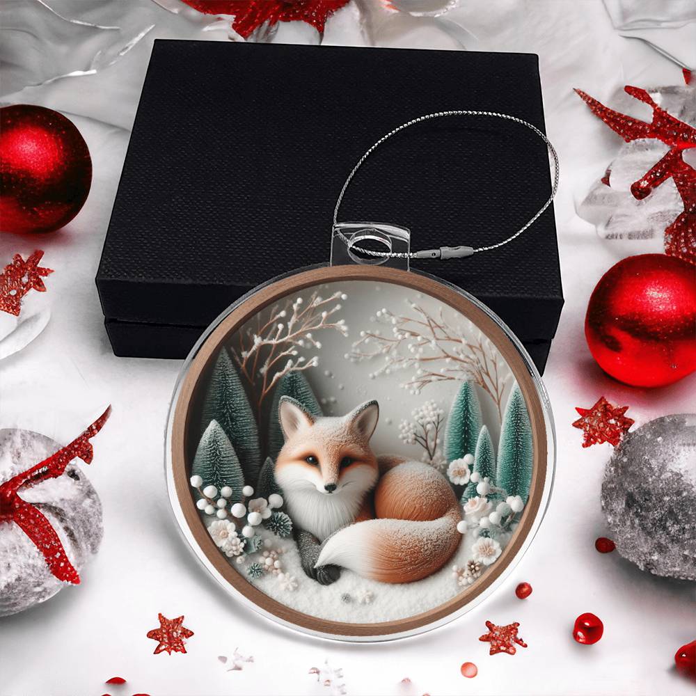 Woodland Fox 3D Effect Acrylic Christmas Ornament