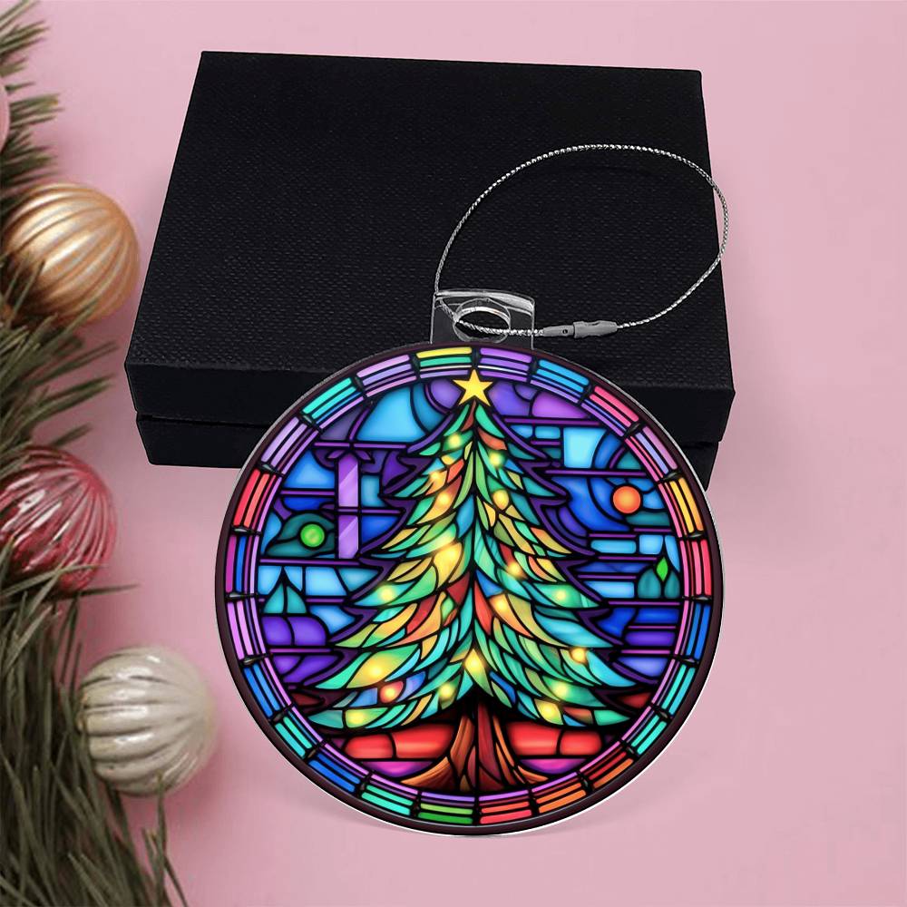 Stained Glass Christmas Tree Ornament-[Heartfelt Family Gift]
