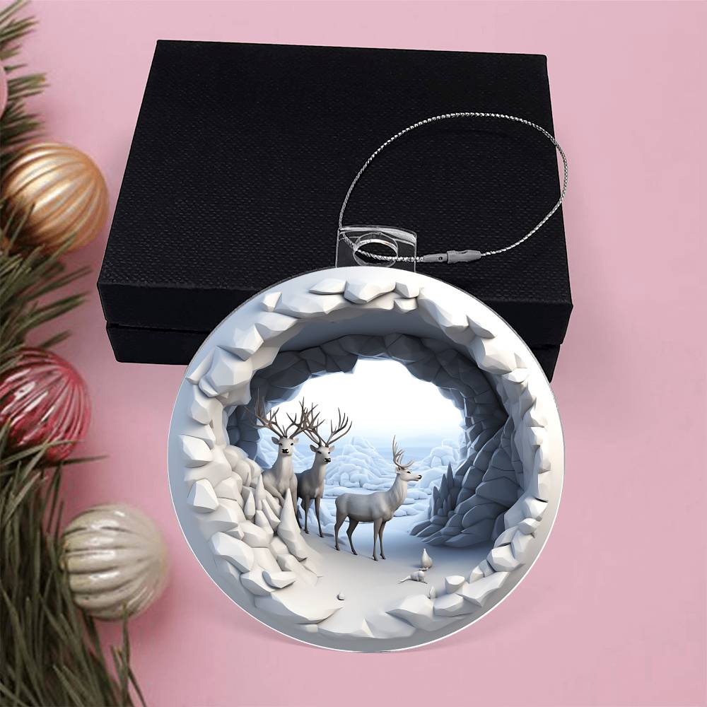 Rustic Winter Deer Acrylic Ornament  Handmade Holiday Decoration-[Heartfelt Family Gift]