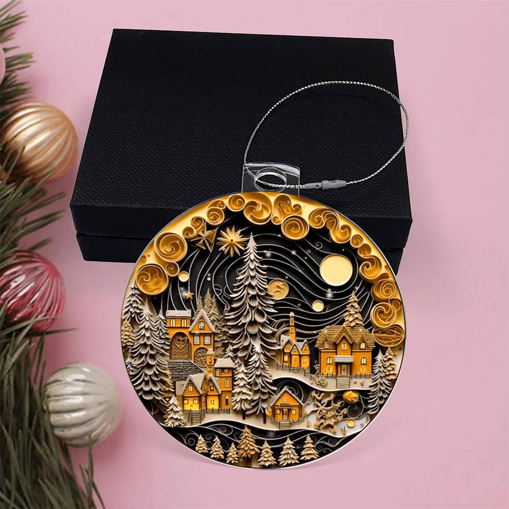 Christmas Village Acrylic Ornament-[Heartfelt Family Gift]