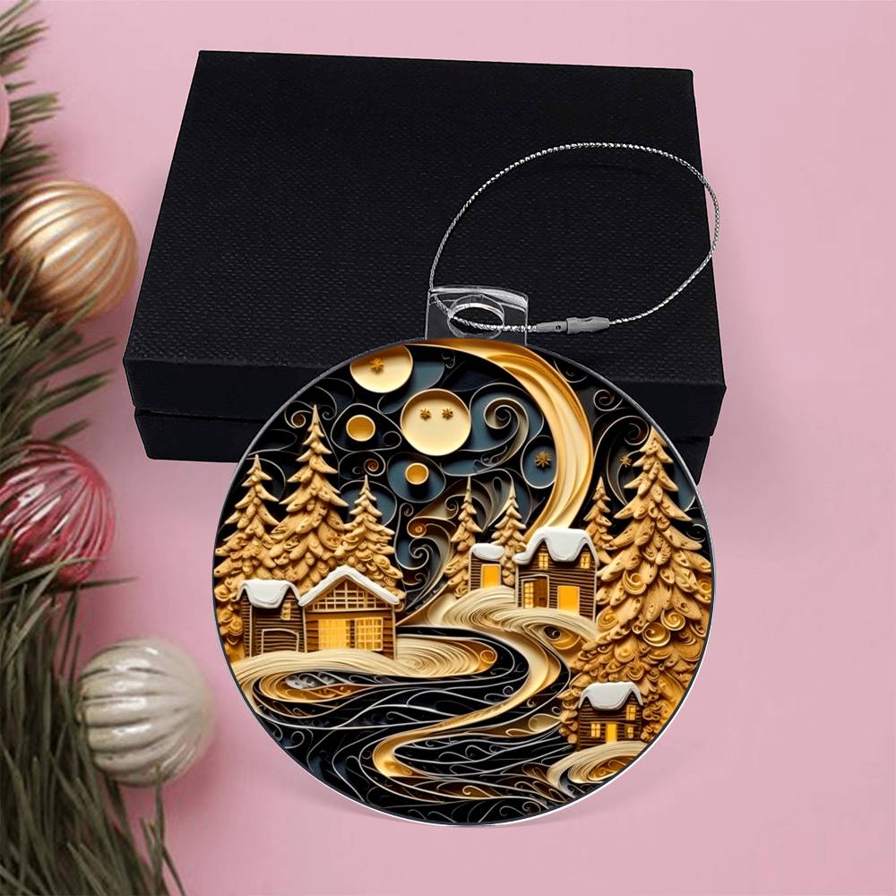 Village Quilling Effect Acrylic Ornament-[Heartfelt Family Gift]