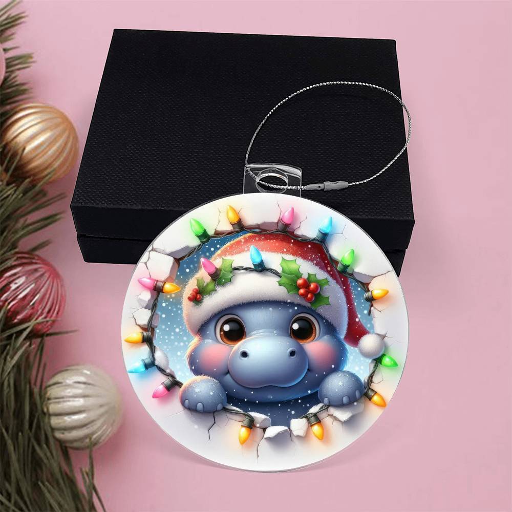 Hippo Breakaway 3d Effect Acrylic Ornament-[Heartfelt Family Gift]