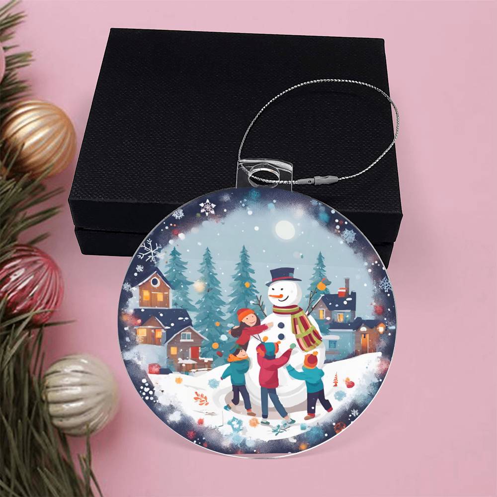 Kids Snow Day Building a Snowman Christmas Ornament - Fun Winter Activity-[Heartfelt Family Gift]