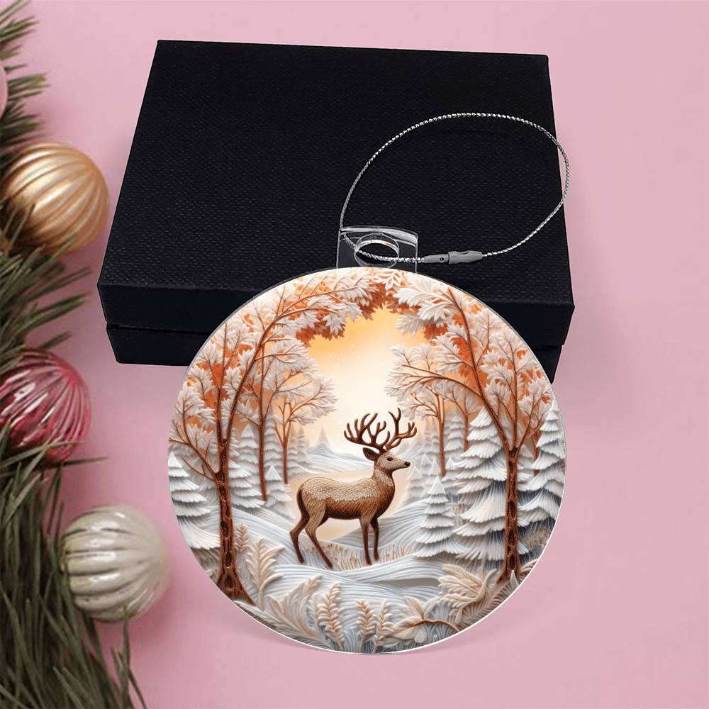 Deer in Snow Acrylic Christmas Ornament - Perfect for Holiday Decor-[Heartfelt Family Gift]