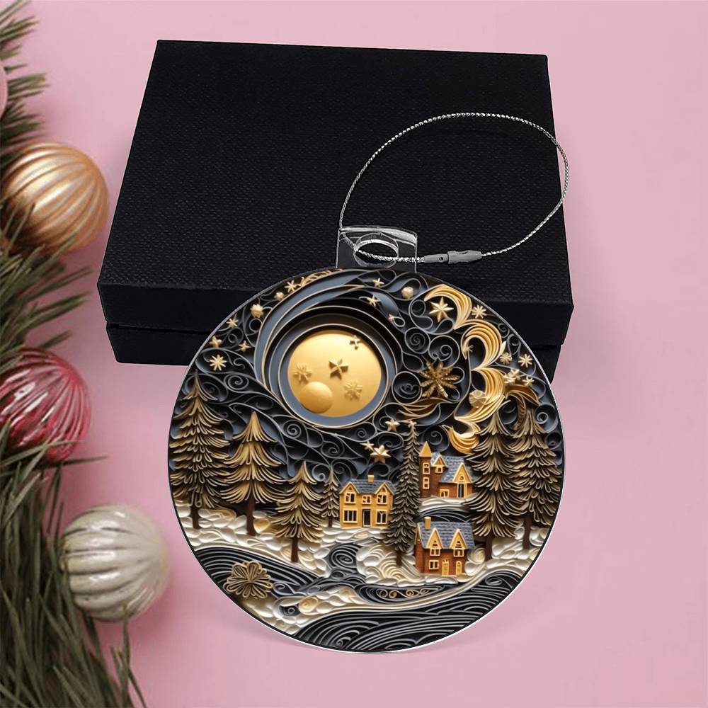 Village Quilling Effect Acrylic Ornament-[Heartfelt Family Gift]