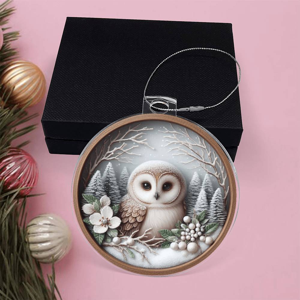 Woodland Owl 3D Effect Acrylic Christmas Ornament