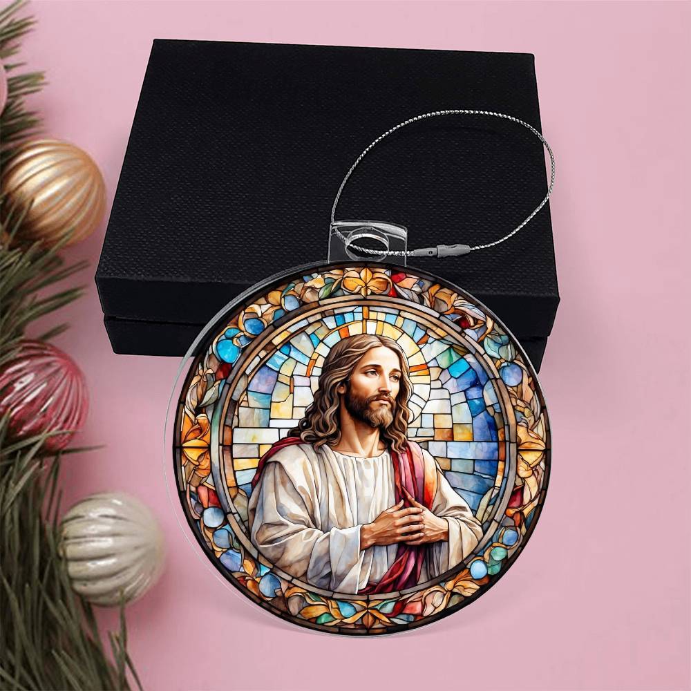 Jesus Stain glass effect Acrylic Christmas Ornament-[Heartfelt Family Gift]
