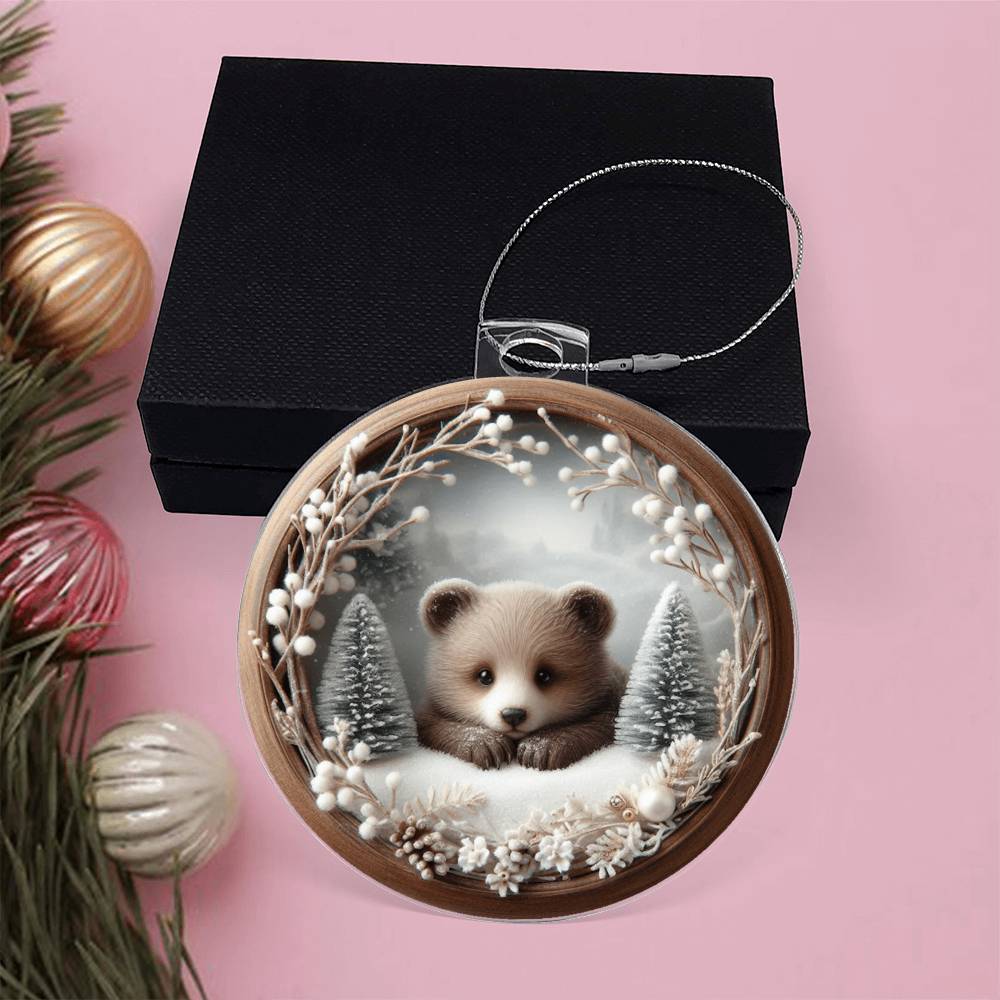 Woodland Bear 3D Effect Christmas Ornament