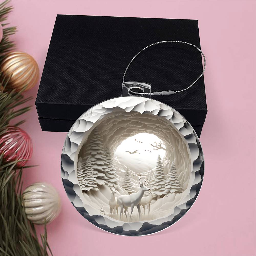 Acrylic Christmas Ornament Snowy Woods 3D Effect-[Heartfelt Family Gift]