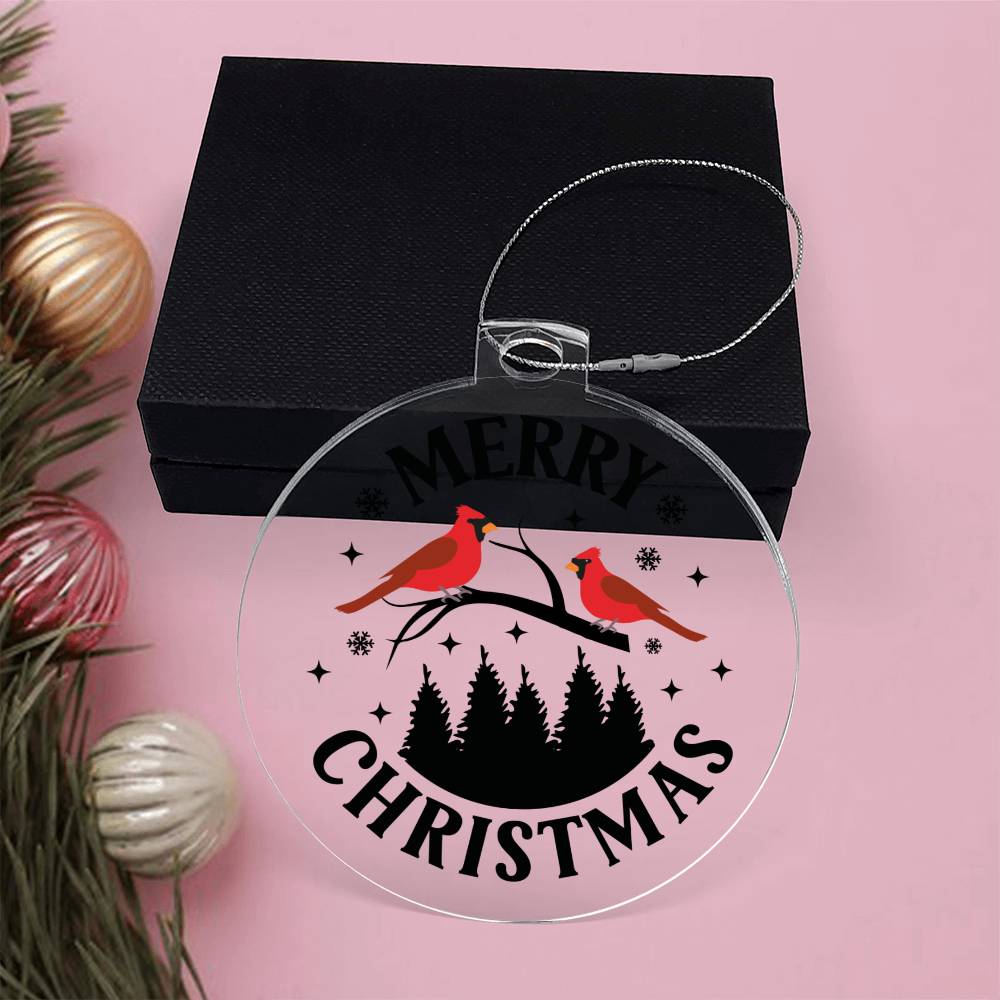 Merry Christmas Cardinal Acrylic Ornament-[Heartfelt Family Gift]