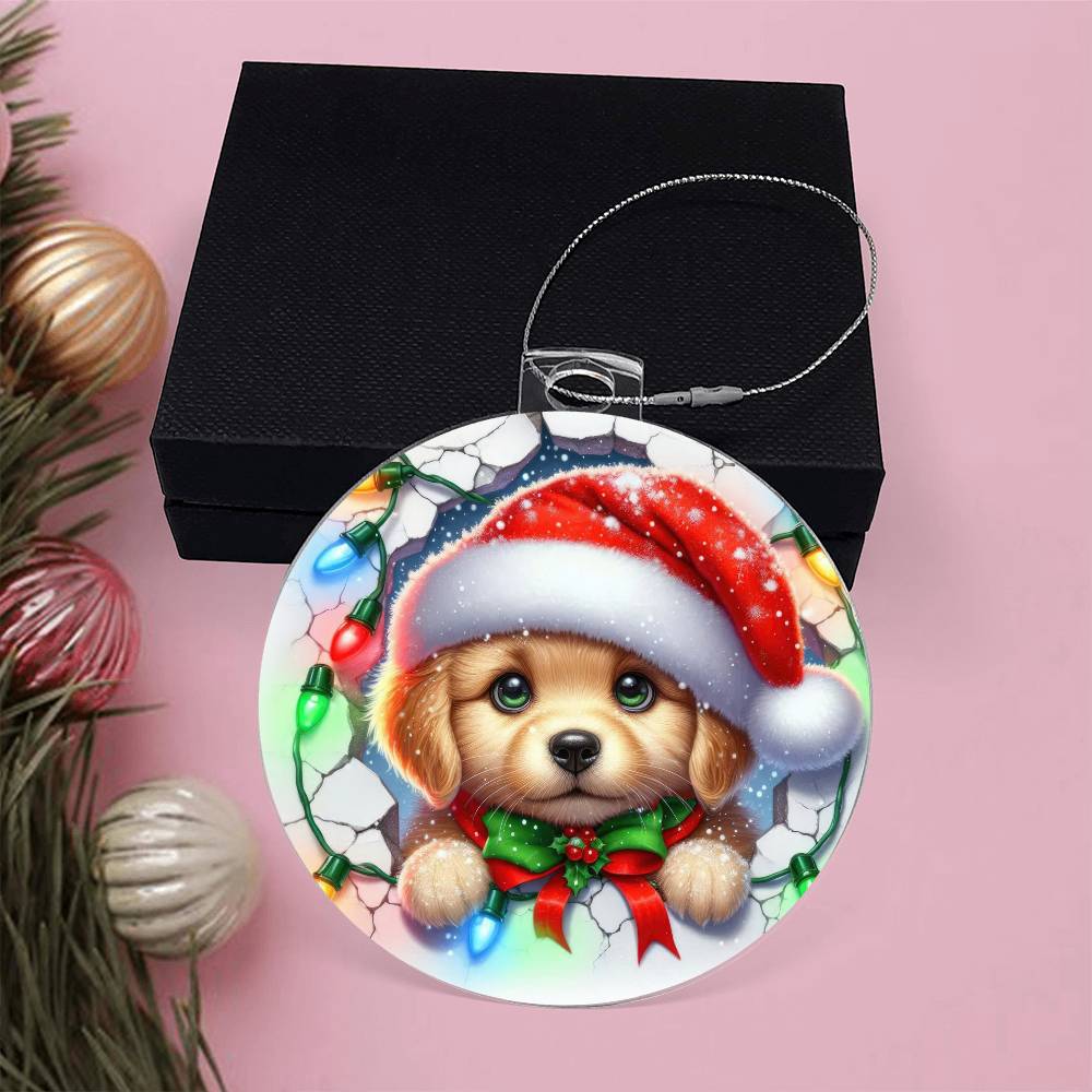 Puppy Dog Breakaway 3D Effect Acrylic Ornament-[Heartfelt Family Gift]