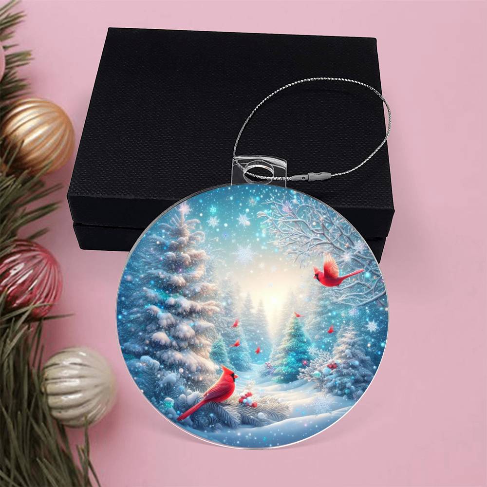 Cardinals Winter Scene Christmas Ornament - Hand-Painted Ceramic Keepsake Decoration-[Heartfelt Family Gift]