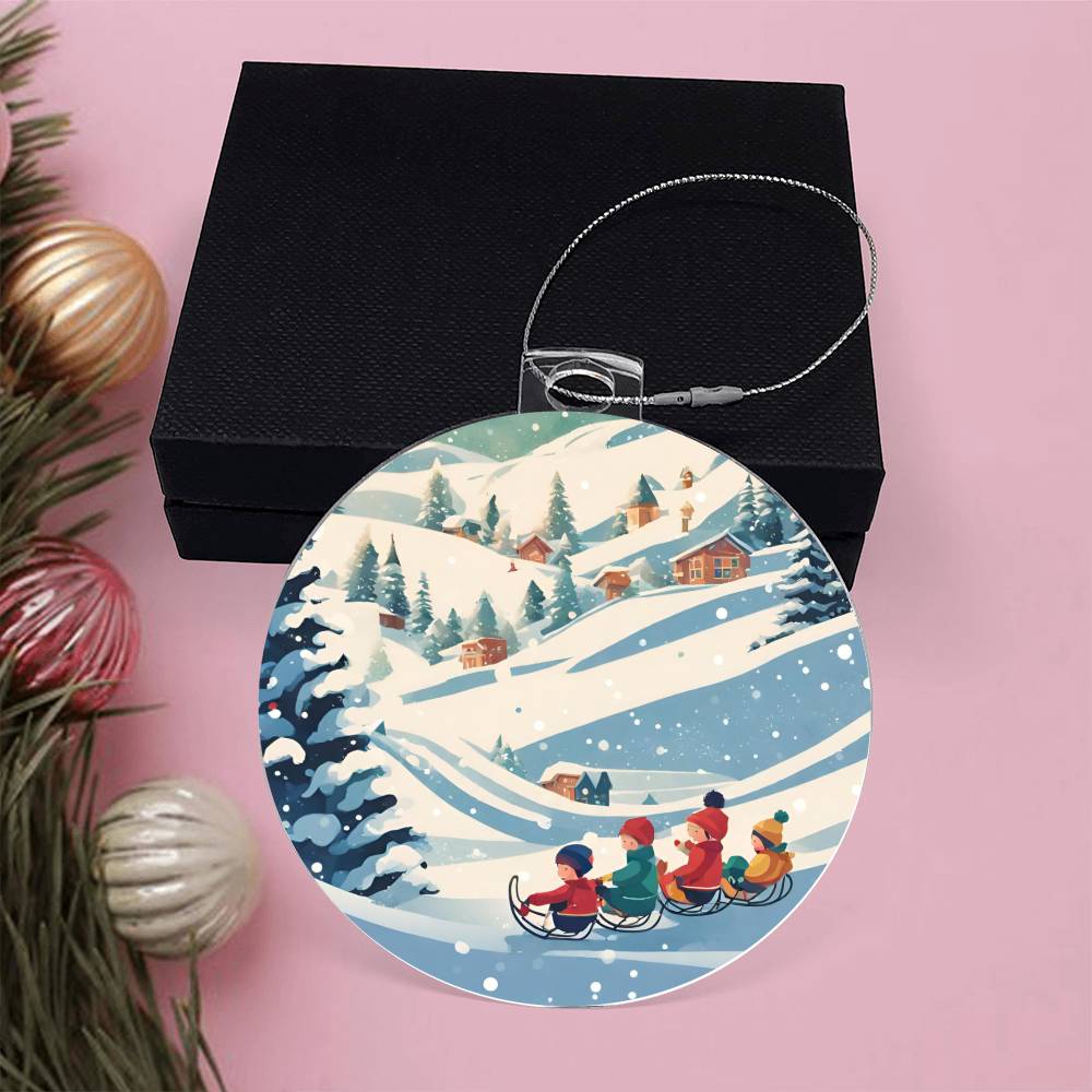 Kids Sledding Christmas Ornament - Handmade Winter Adventure Decor or Gift-[Heartfelt Family Gift]