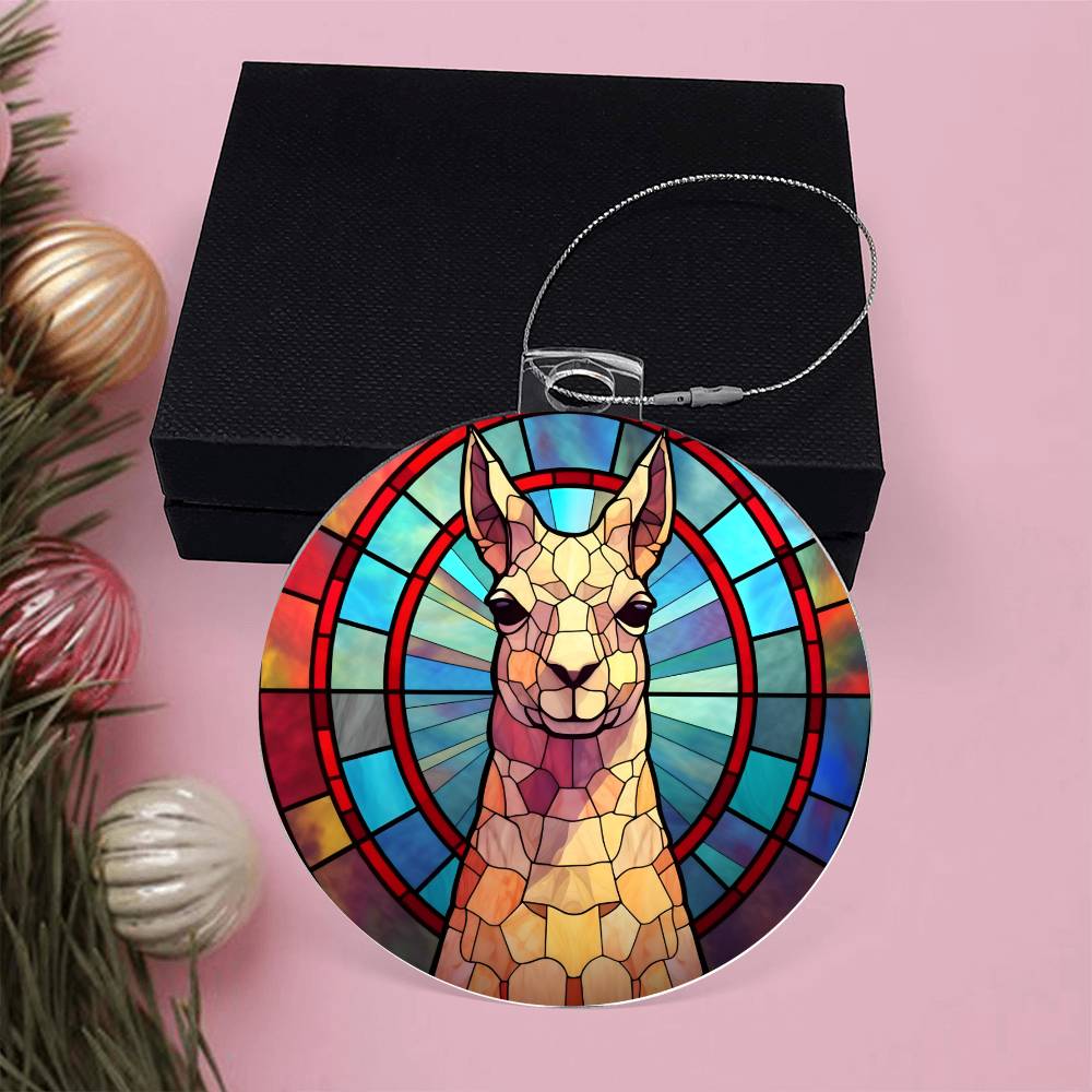 Llama Stained Glass Look Christmas Tree Ornament-[Heartfelt Family Gift]