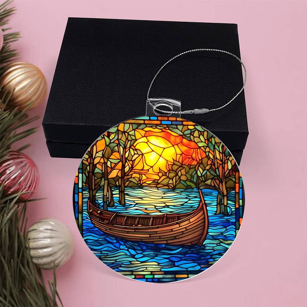 Canoe Acrylic Christmas Ornament - Festive Holiday Decor for Nature Lovers-[Heartfelt Family Gift]