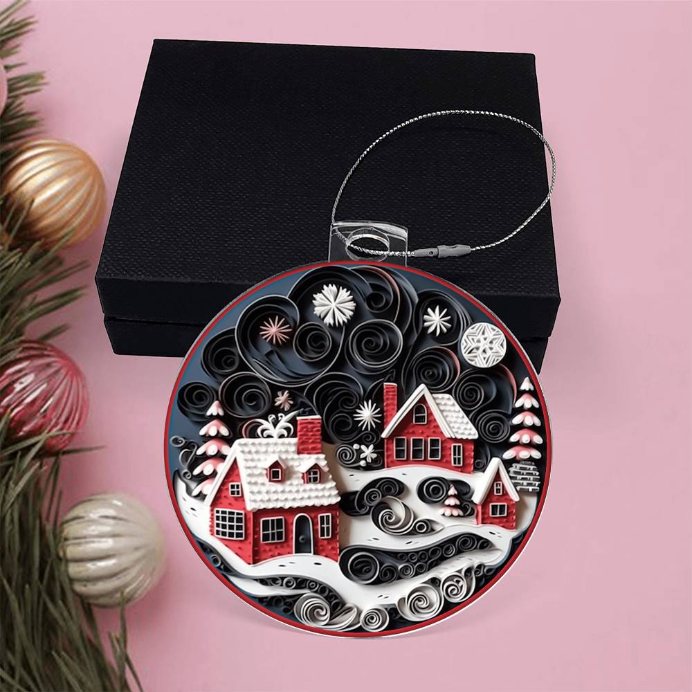 Christmas Village Acrylic Ornament-[Heartfelt Family Gift]