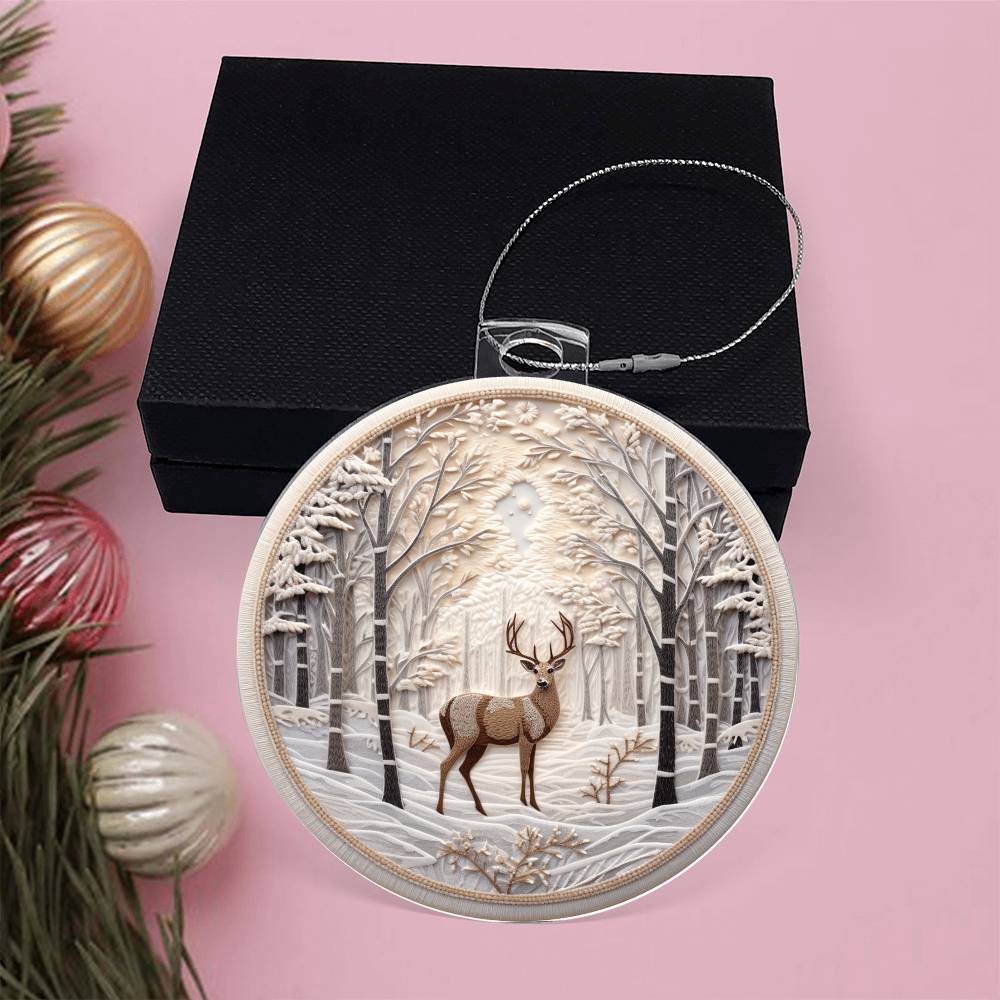 Snowy Deer Christmas Ornament - Festive Holiday Decoration-[Heartfelt Family Gift]